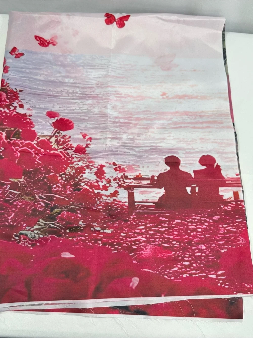 Romantic Heart Rose Print Photography Backdrop, Red, Valentine Scene